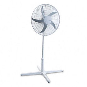 20"" Three-Speed Adjustable Oscillating Power Stand Fan, Metal/Plastic, White