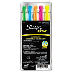 Accent Pocket Style Highlighter, Chisel Tip, Assorted Colors, 5/Setsharpie 