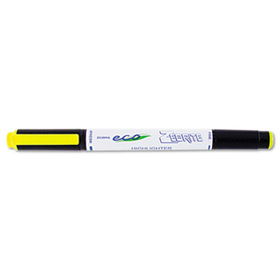 Eco Zebrite Double-Ended Highlighter, Chisel/Fine Point, Fluor Yellow, 12/Pk