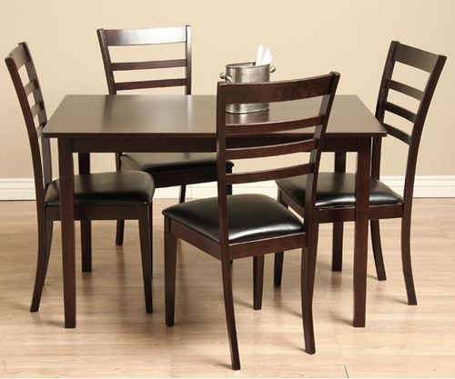 Crystal 5-piece Wood and Leather Dining Furniture Setcrystal 