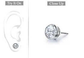 Mens Platinum : Bezel Set Round Diamond Stud Earring - 0.50 CT. TW.mens 