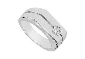 Mens Diamond Ring : 14K White Gold - 0.50 CT Diamonds - Ring Size 9.0mens 