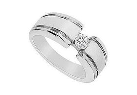 Mens Diamond Ring : 14K White Gold - 0.25 CT Diamonds - Ring Size 9.0