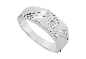 Mens Diamond Ring : 14K White Gold - 0.25 CT Diamonds - Ring Size 9.0