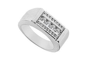 Mens Diamond Ring : 14K White Gold - 0.35 CT Diamonds - Ring Size 9.0mens 