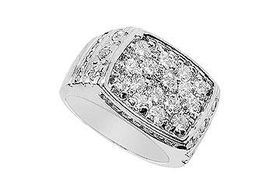 Mens Diamond Ring : 14K White Gold - 2.65 CT Diamonds - Ring Size 9.0