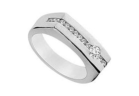 Mens Diamond Ring : 14K White Gold - 0.55 CT Diamonds - Ring Size 9.0