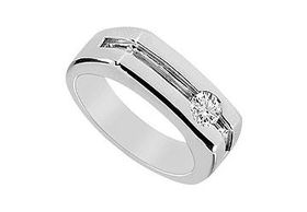 Mens Diamond Ring : 14K White Gold - 0.33 CT Diamonds - Ring Size 9.0mens 