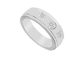 Mens Diamond Ring : 14K White Gold - 0.40 CT Diamonds - Ring Size 9.0