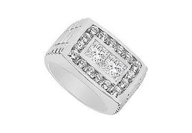 Mens Diamond Ring : 14K White Gold - 1.50 CT Diamonds - Ring Size 9.0mens 