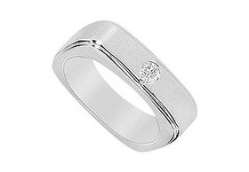 Mens Diamond Ring : 14K White Gold - 0.15 CT Diamonds - Ring Size 8.5mens 