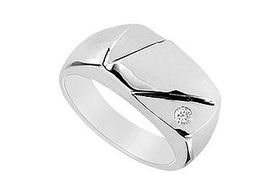 Mens Diamond Ring : 14K White Gold - 0.10 CT Diamonds - Ring Size 9.0mens 