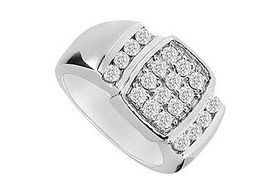 Mens Diamond Ring : 14K White Gold - 0.60 CT Diamonds - Ring Size 9.0