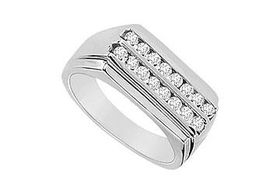 Mens Diamond Ring : 14K White Gold - 0.50 CT Diamonds - Ring Size 9.5