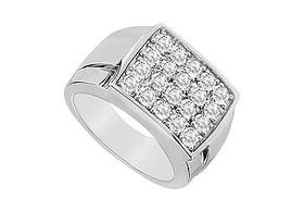 Mens Diamond Ring : 14K White Gold - 0.60 CT Diamonds - Ring Size 9.5mens 