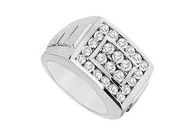 Mens Diamond Ring : 14K White Gold - 0.75 CT Diamonds - Ring Size 9.5mens 