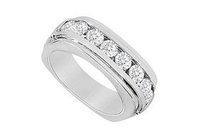 Square Mens Diamond Ring : 14K White Gold - 1.00 CT Diamonds - Ring Size 9.5