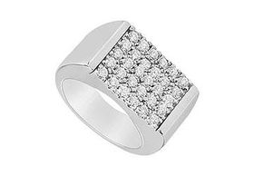 Mens Diamond Ring : 14K White Gold - 1.50 CT Diamonds - Ring Size 9.5