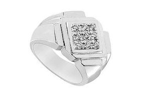Mens Diamond Ring : 14K White Gold - 0.25 CT Diamonds - Ring Size 9.5