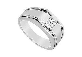 Mens Diamond Ring : 14K White Gold - 0.50 CT Diamonds - Ring Size 9.5mens 