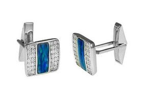 Opal and CZ Sterling Silver Cufflinks