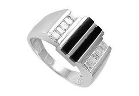 Mens Onyx Sterling Silver Ring