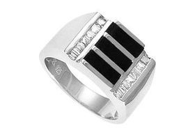 Mens Onyx Sterling Silver Ring