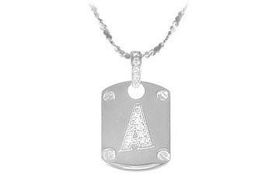 Dog Tag A CZ Sterling Silver Pendant
