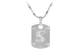 Dog Tag S CZ Sterling Silver Pendant