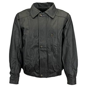 Giovanni Navarre&reg; Solid Black Genuine Cowhide Leather Jacket