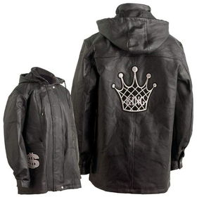Giovanni Navarre&reg; Hand-Sewn Pebble Grain Genuine Leather King Logo Jacket (Large)giovanni 