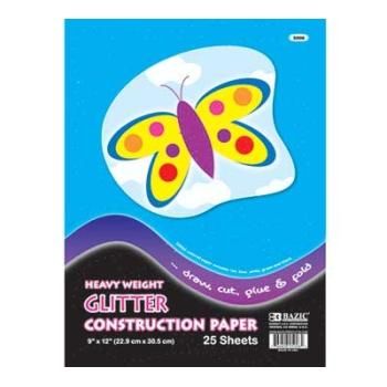 BAZIC 25 Ct. 9"" X 12"" Glitter Construction Paper Case Pack 48