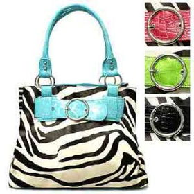 Zebra print fashion handbag Faux Case Pack 9