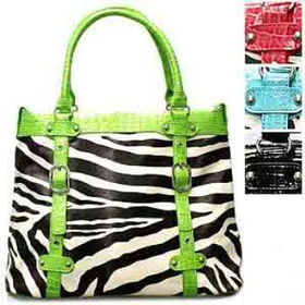 Zebra print fashion handbag Faux Case Pack 8zebra 