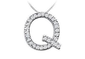 Classic Q Initial Diamond Pendant : 14K White Gold - 0.45 CT Diamonds
