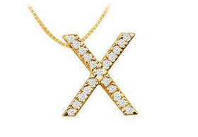 Classic X Initial Diamond Pendant : 14K Yellow Gold - 0.33 CT Diamondsclassic 