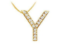 Classic Y Initial Diamond Pendant : 14K Yellow Gold - 0.25 CT Diamondsclassic 