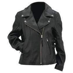 Evel Knievel&reg; Ladies Black Genuine Leather Classic Motorcycle Jacket
