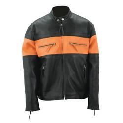 Evel Knievel&reg; Men&trade;s Genuine Leather Black/Orange Racing Jacket