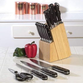 Slitzer&trade; 15pc Forged Style Cutlery Set in Bamboo Blockslitzer 