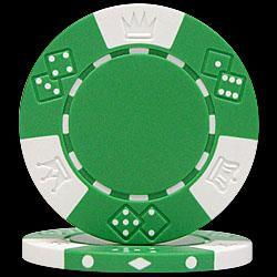 100 Lucky Crown Poker Chips - Green