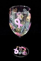 Pretty in Pink Design - Hand Painted - Wine Glass - 8 oz.pretty 