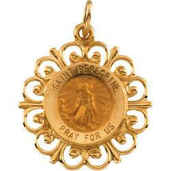 14K Yellow Gold Round St Peregrine Pendant Medalyellow 