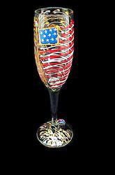 America's Flag Design - Hand Painted -  Flute - 6 oz.america 