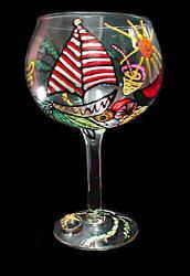 Caribbean Excitement Design - Hand Painted - Grande Goblet - 17.5 oz..caribbean 