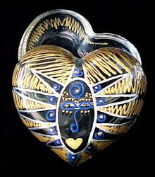 Egyptian Princess Design - Hand Painted - Heart Shaped Box - 2 pieces - 4.5 inch diametershaped 