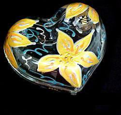Sunflower Majesty Design - Hand Painted - Heart Shaped Box - 2 pieces - 4.5 inch diametersunflower 