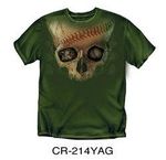 Large Skull Baseball Youth Size T-Shirt (Army Green)