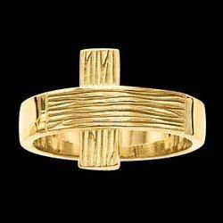 10K Yellow Gold Cross Rugged Chastity Ring W/Box - Size 7yellow 