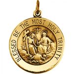 14k Yellow Gold Holy Trinity Medal Charm - 18.25 Mm